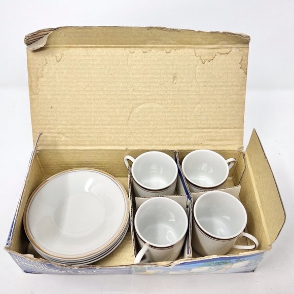 Himark Demitasse Espresso Cups With Saucers Fine China Set of 4 Japan 1984 - Picture 7 of 9